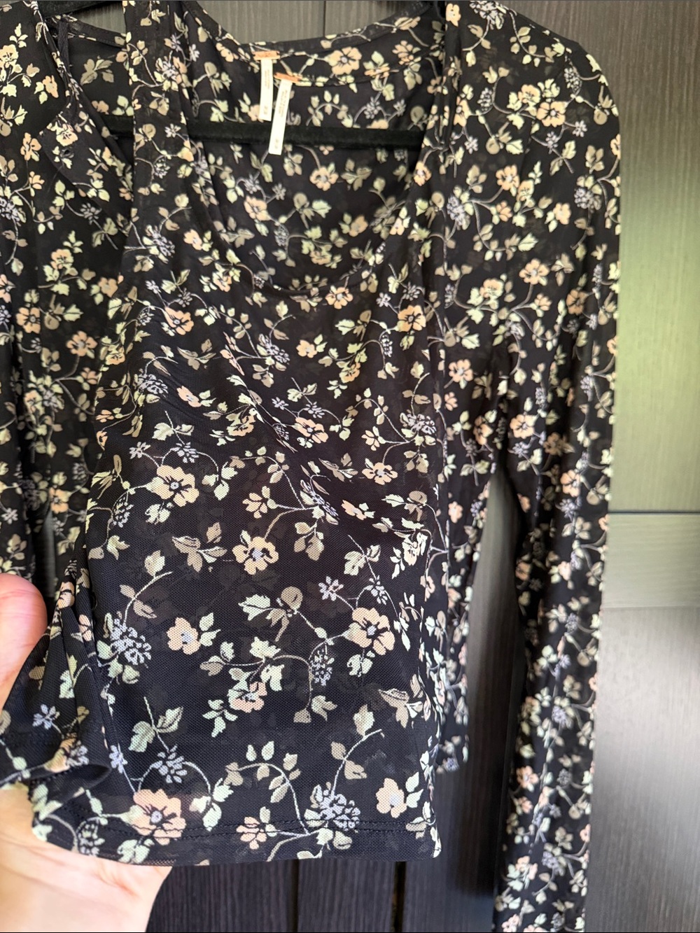 Free People Black Sheer Floral Crop Camisole and Cardigan Set - Picture 12 of 12